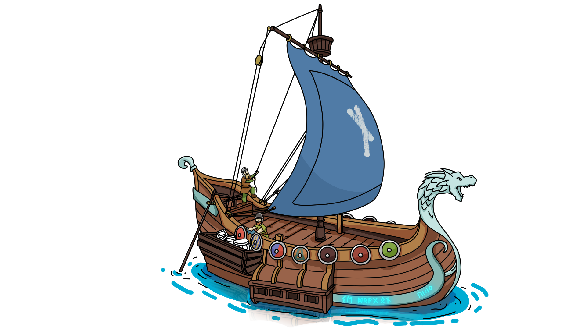 Illustrated Viking ship setting sail